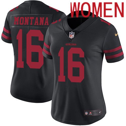 Women San Francisco 49ers 16 Joe Montana Nike Black Vapor Limited NFL Jersey